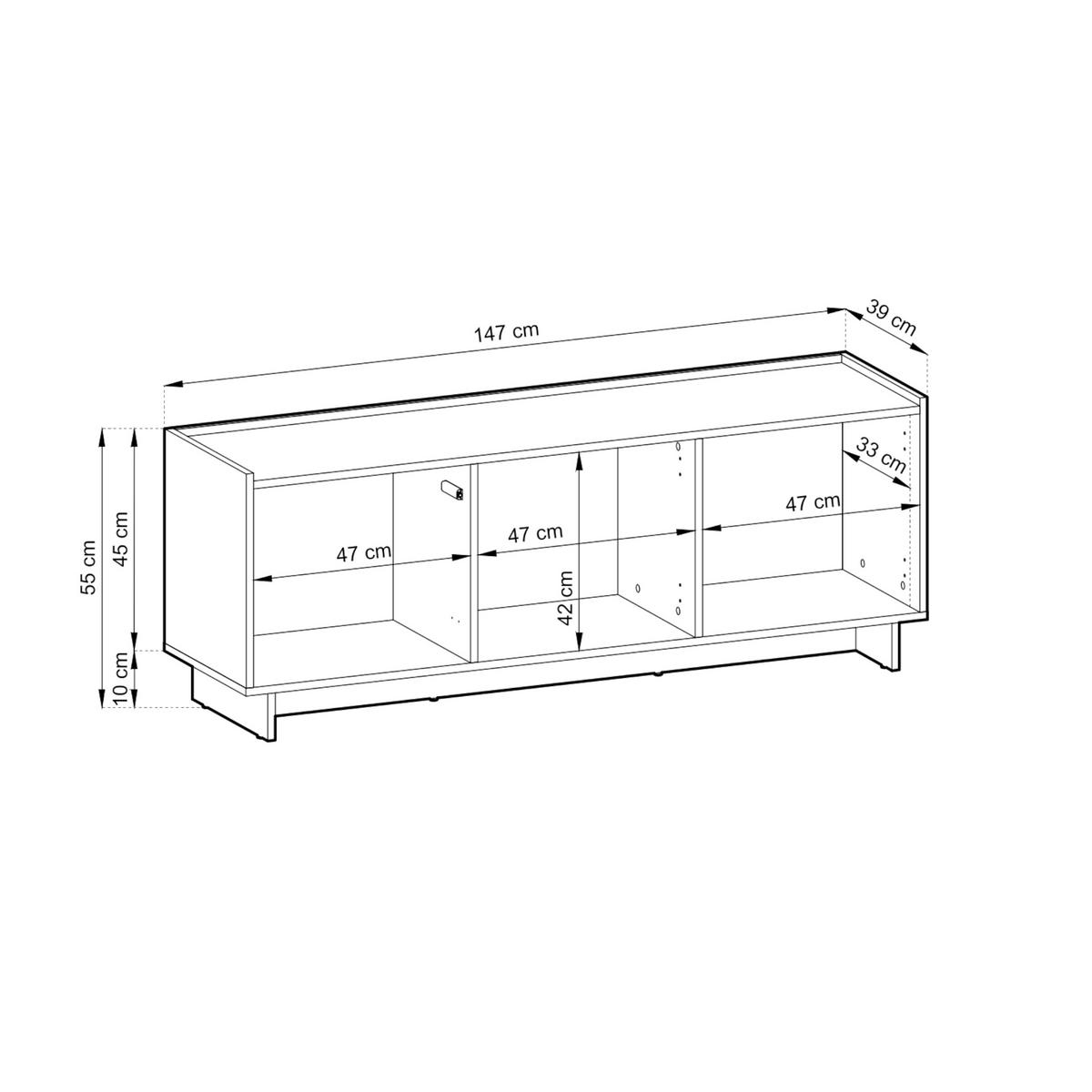 TV LOWBOARD YARKER RTV1 Eiche - Eichefarben, Glas/Holzwerkstoff (147/55/39cm) - Komodee