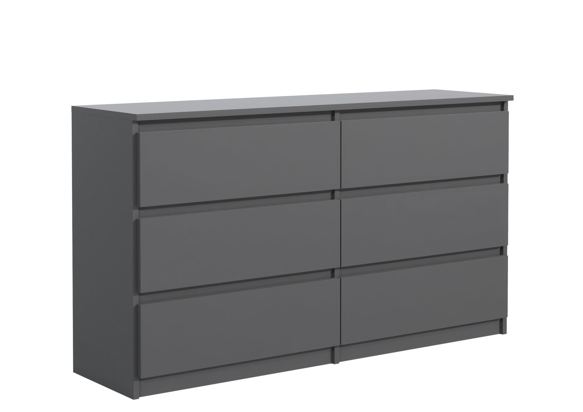 KOMMODE mit 6 Schubladen Anthrazit 100x39x78 cm - Anthrazit, Holzwerkstoff (100/78.5/39cm) - MebLocker