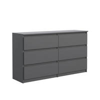 KOMMODE mit 6 Schubladen Anthrazit 100x39x78 cm - Anthrazit, Holzwerkstoff (100/78.5/39cm) - MebLocker