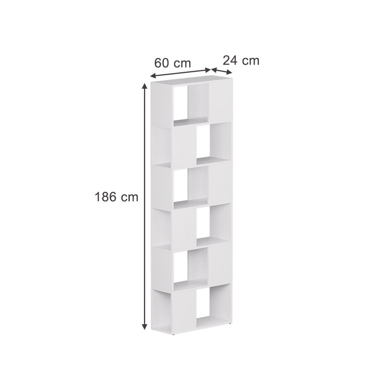 RAUMTEILER Eneos Weiß 60 x 186 cm - Weiß, Holzwerkstoff (60/186/24cm) - Vicco