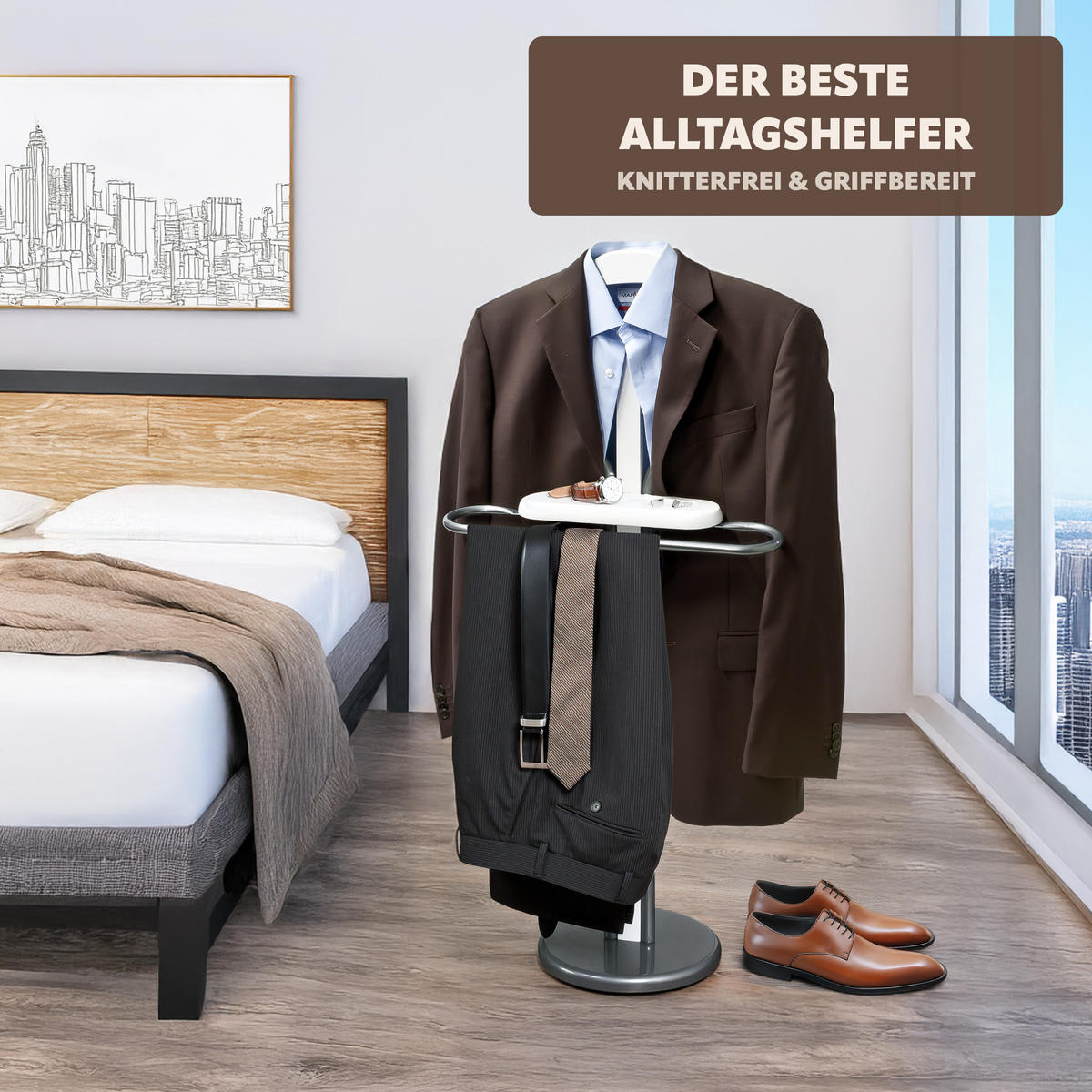 KLEIDERBUTLER, grau - Dunkelgrau, Metall (47.5/108/30cm) - bremermann