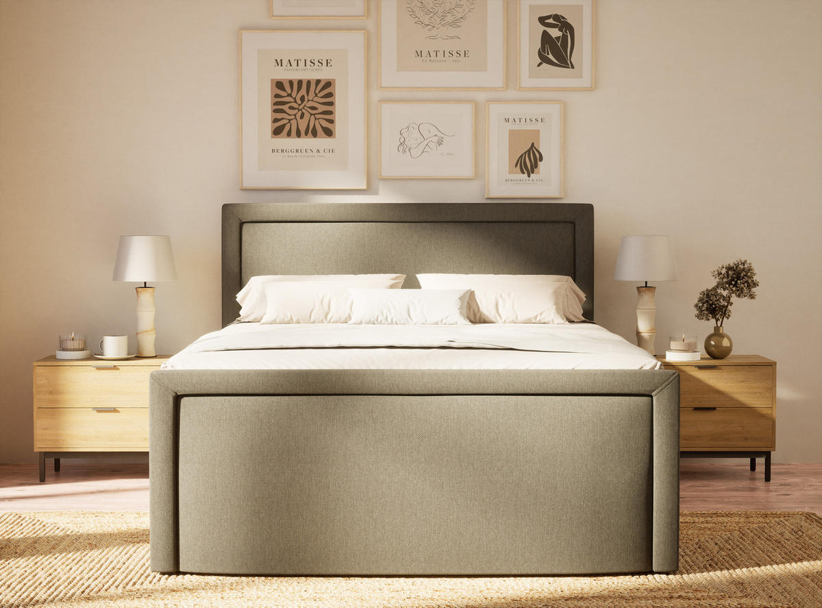 BOXSPRINGBETT Fresco 160/200 cm, in Graphit, Bettkasten, Matratze, Topper - Schwarz/Graphitfarben, Holz/Holzwerkstoff (160/200cm) - Maison de Reve