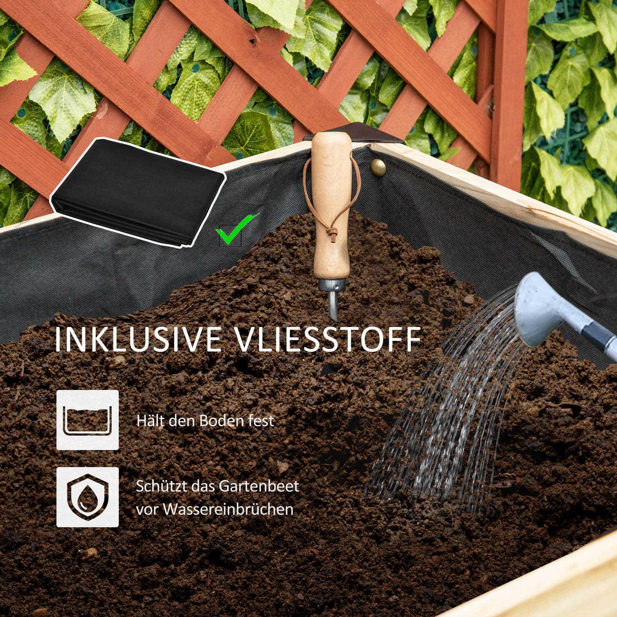 HOCHBEET, Tannenholz, Stahl, Naturholz+Schwarz - Multicolor, Metall (60/74/120cm) - Outsunny