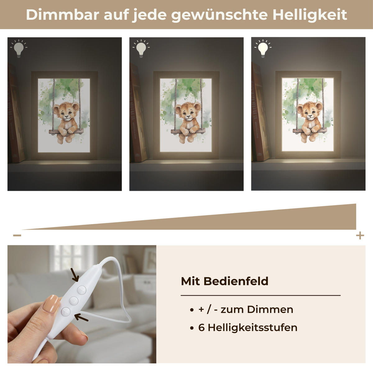 WANDLEUCHTE Löwe - Tier - Kinder - Dschungel 15x20 cm - Weiß, Holzwerkstoff (15/20/8cm) - OnlyWow