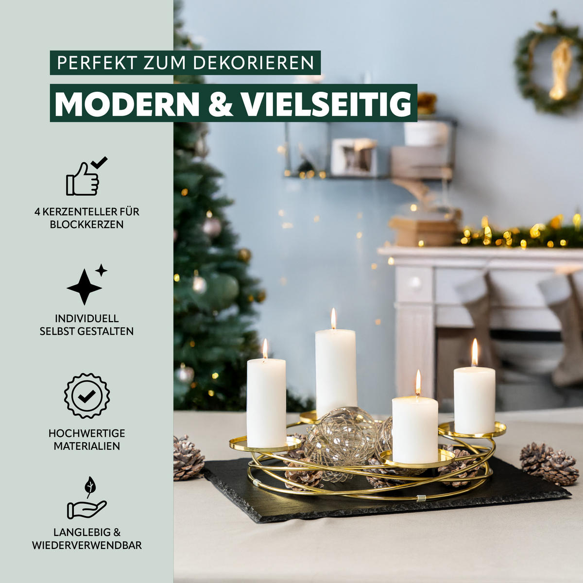 KERZENSTÄNDER, Gold, Metall - Goldfarben, Metall (38/5.5/38cm) - bremermann