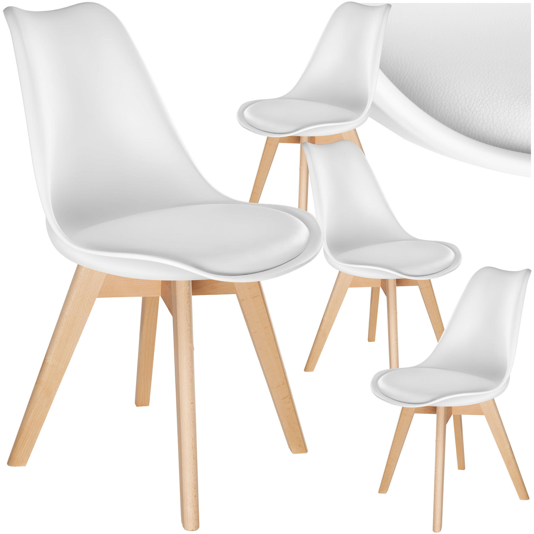 ESSZIMMERSTUHL 4er Set Frederikke,49 x 56 x 82,5 cm,weiß - Weiß, Textil (49/82/53cm) - tectake