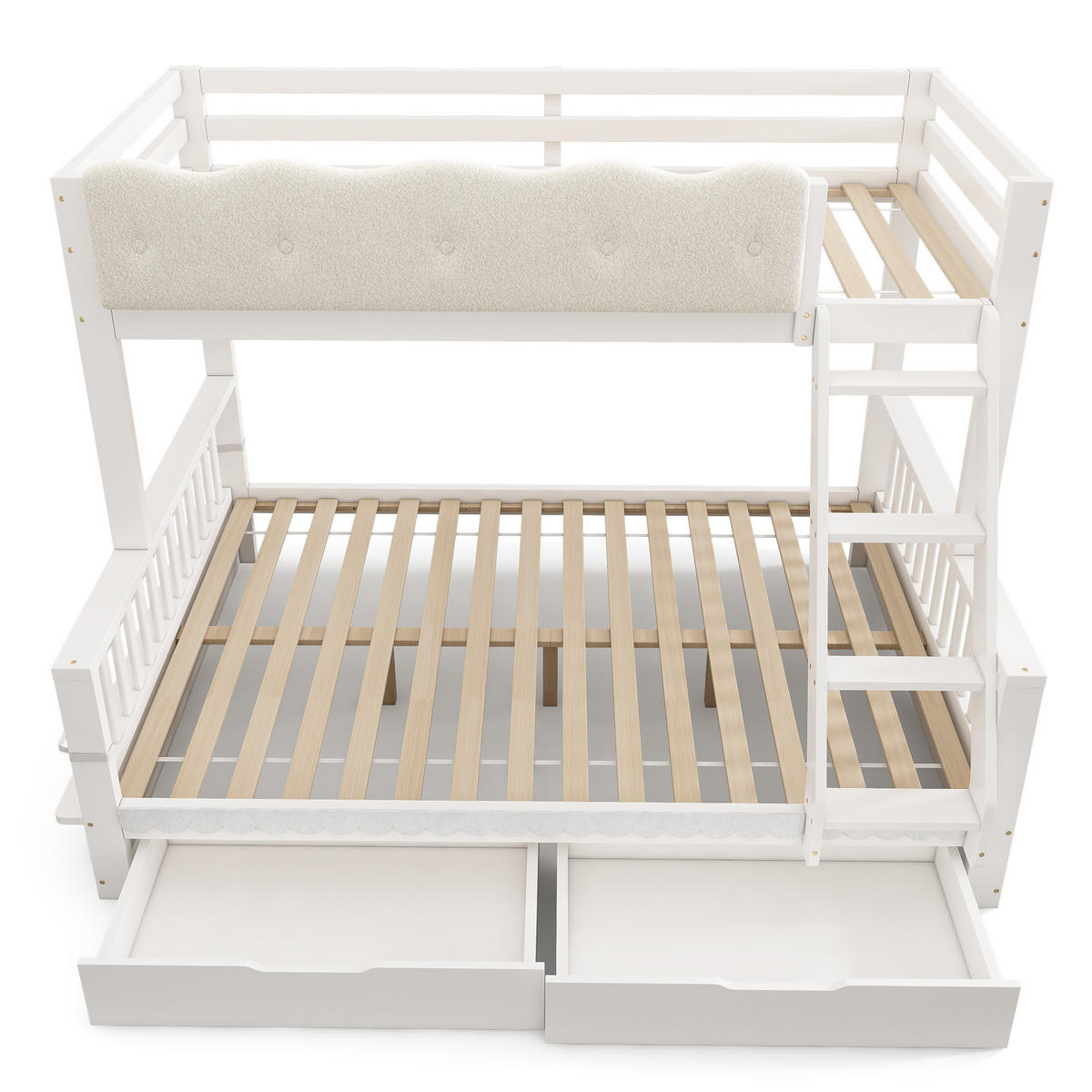 ETAGENBETT 90/200 cm & 140/200 cm in Weiß mit Schubladen und Zeitschriftenständer - Weiß, Holz/Holzwerkstoff (140/200cm) - CHICFURN