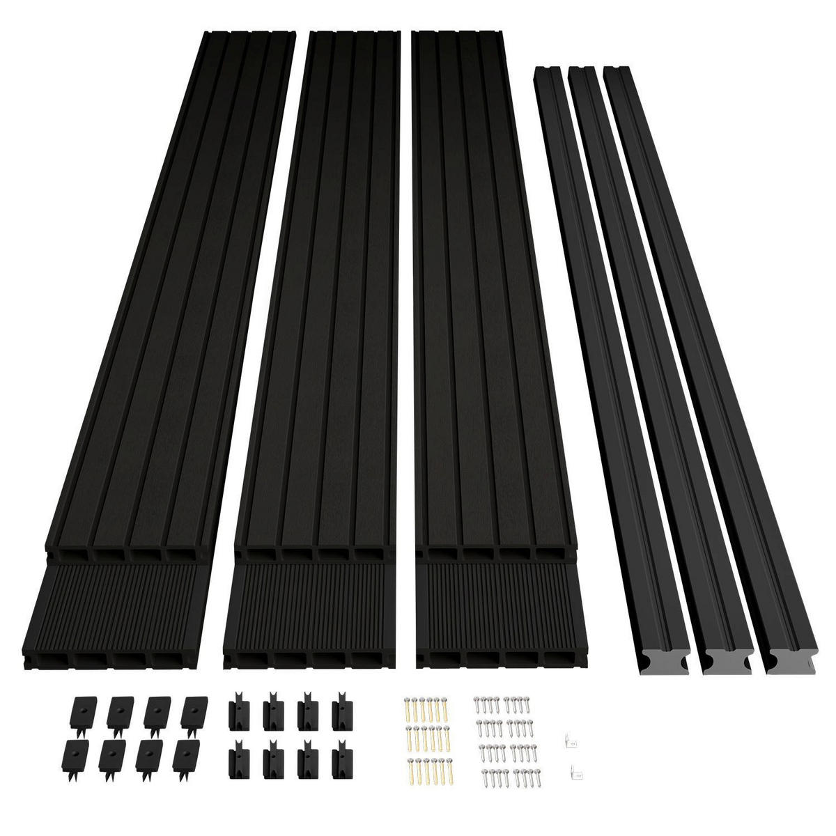 TERRASSENDIELEN WPC Anthrazit 10 m² - Anthrazit, Kunststoff (220/14.6/2.5cm) - Juskys
