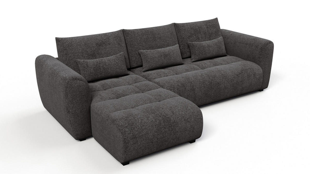 ECKSOFA SORENO 4-Sitzer, dunkelgrau - Dunkelgrau/Schwarz, Holz/Textil (293/171cm) - Courtois Laville