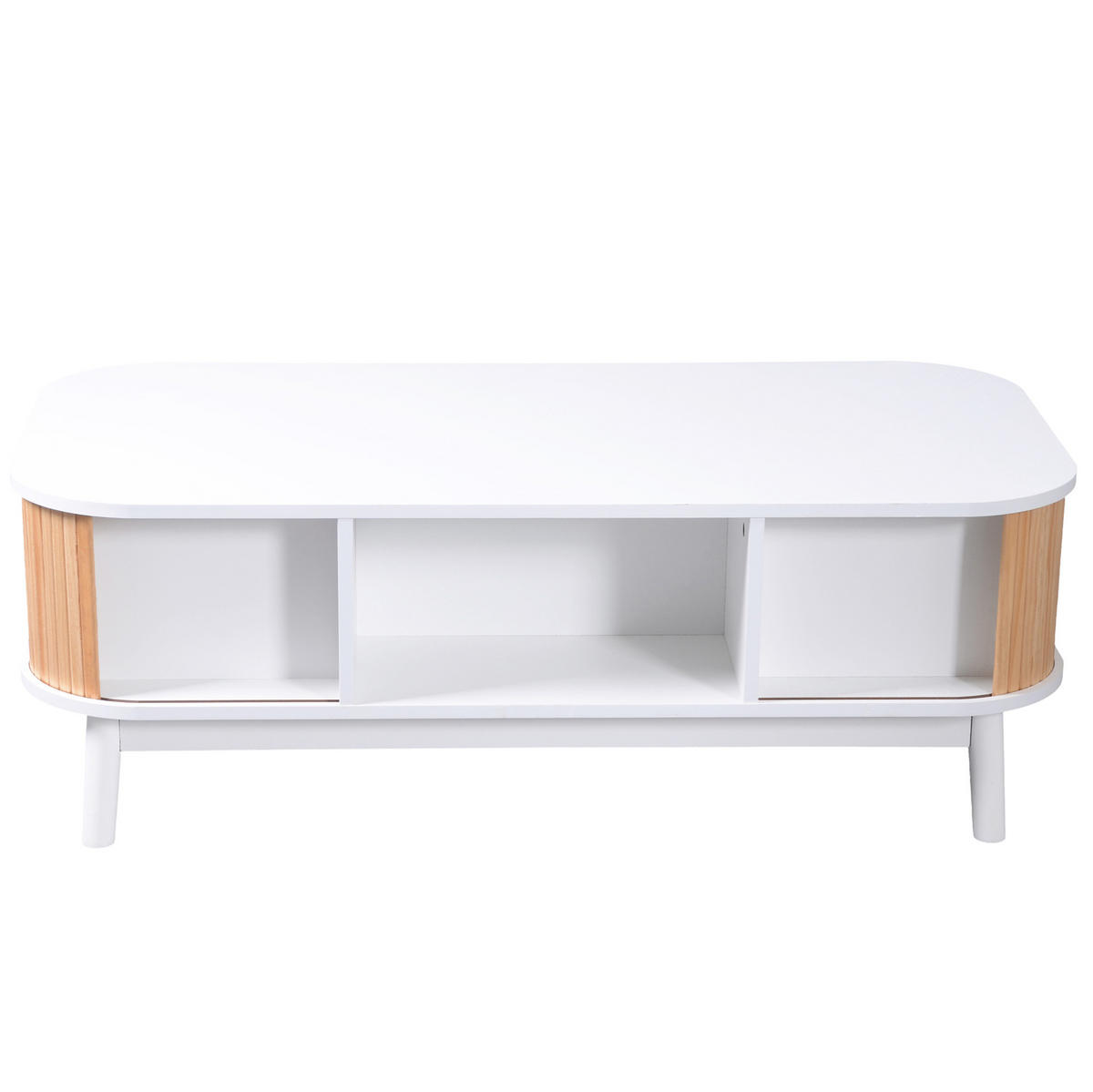 COUCHTISCH aus MDF 110x55x38,5 cm Weiß mit Holzoptik, Schubladen und Stauraum - Weiß, Holzwerkstoff (110/55/38.5cm) - IVMEU