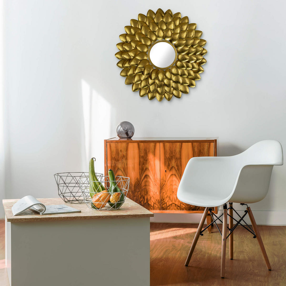 WANDSPIEGEL Gold 74,5/75 cm - Goldfarben, Metall (5.21/75/4cm) - KUNSTLOFT