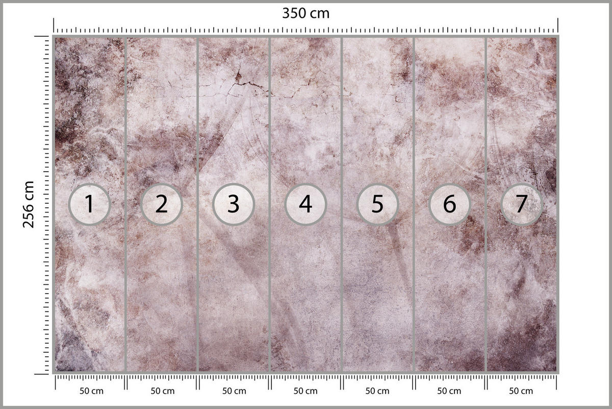 FOTOTAPETE Löwenzahnsamen Beton Retro Abstraktion 350x256 - Violett/Rosa, Papier (350/256cm) - Muralo