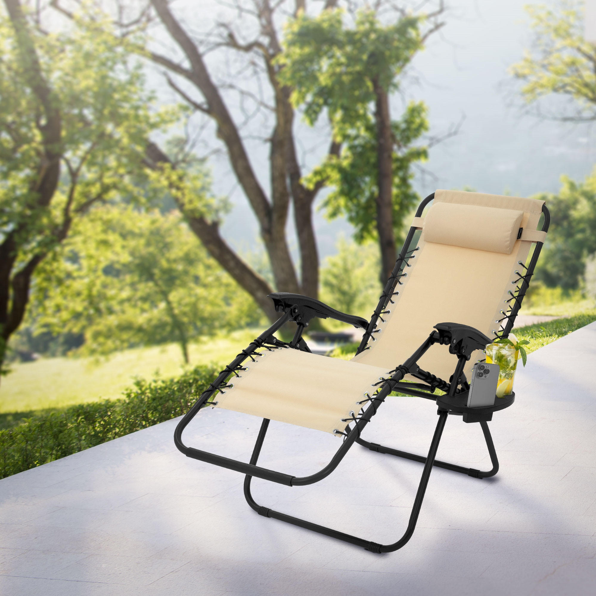 SONNENLIEGE beige - Beige, Metall (61/110/139cm) - ML-DESIGN