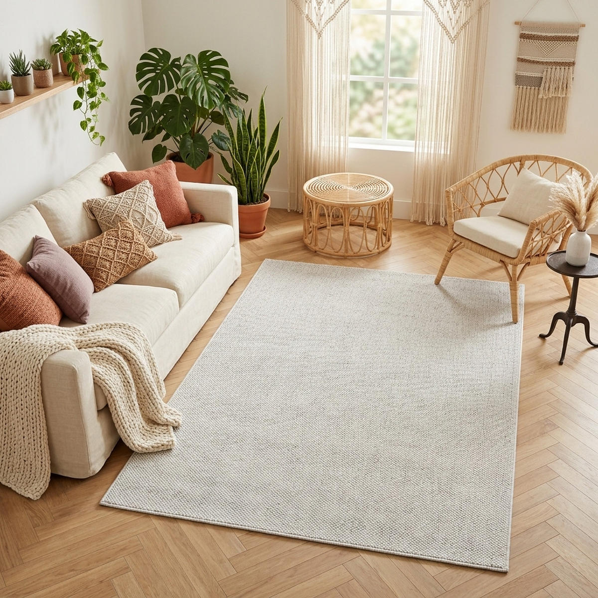 TEPPICH CALMA silber modern 140/200 cm - Silberfarben, Textil (140/200cm) - Tapiso