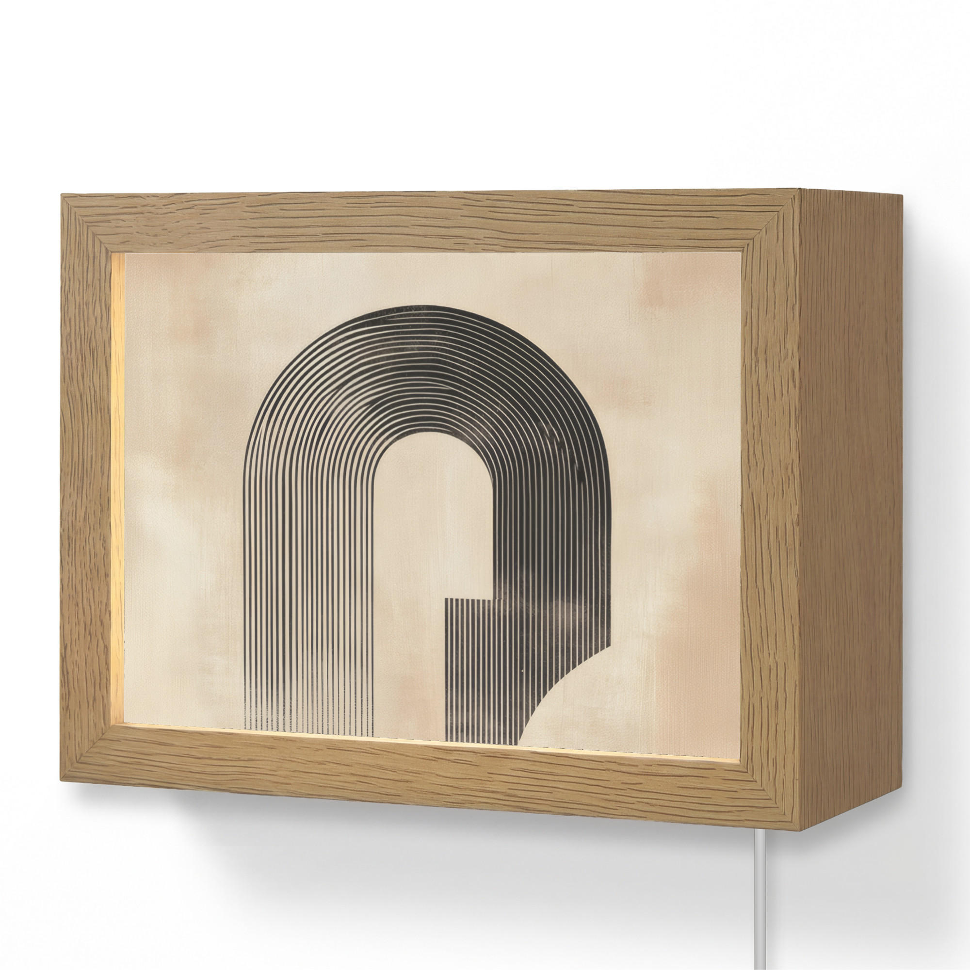 WANDLEUCHTE Schleife - Streifen - Minimalistisch - Schwarz 20x15 cm - Beige, Holzwerkstoff (20/15/8cm) - OnlyWow