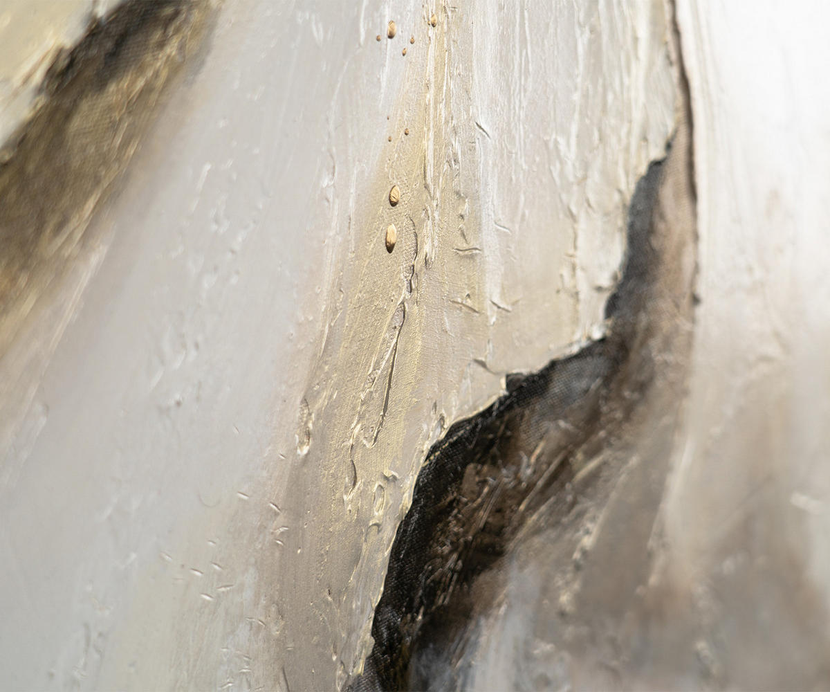 GEMÄLDE Goldene Blüte Schattenfugenrahmen Beige 140x100 cm - Beige, Holz (140/100cm) - YS-art gallery