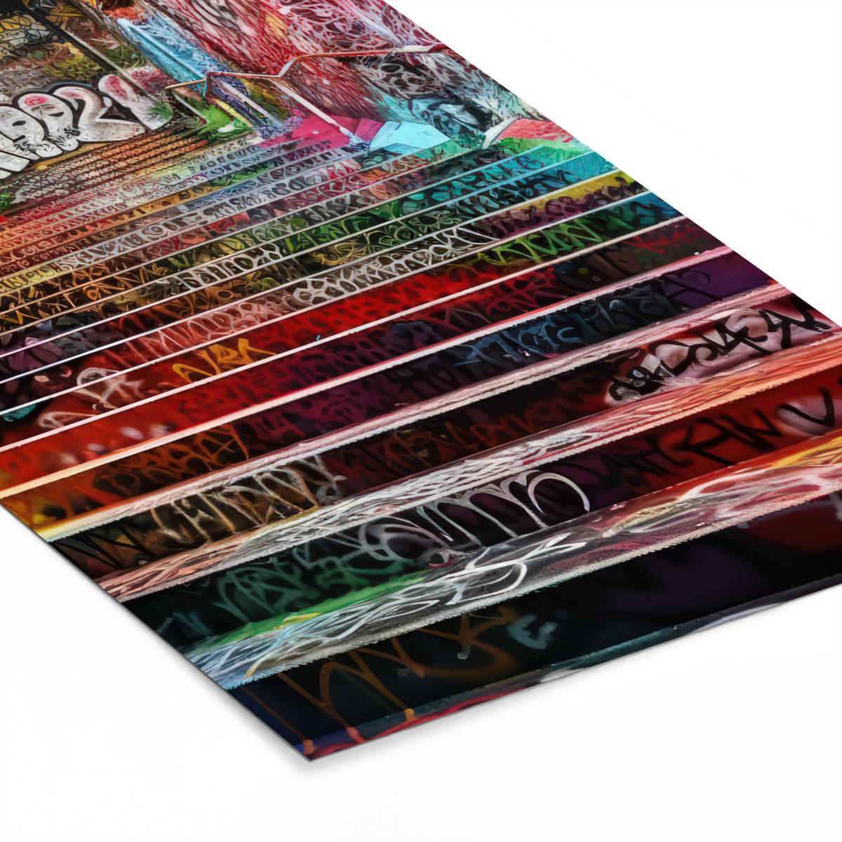 GERAHMTES BILD Treppe - Graffiti - Farben - Kunst 20x30 cm - Multicolor, Papier (20/30cm) - MuchoWow