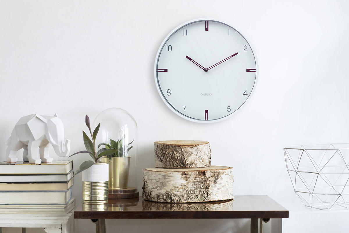 WANDUHR Design Weiß 31/31 cm - Weiß, Holzwerkstoff (30.5/30.5/4cm) - ONZENO
