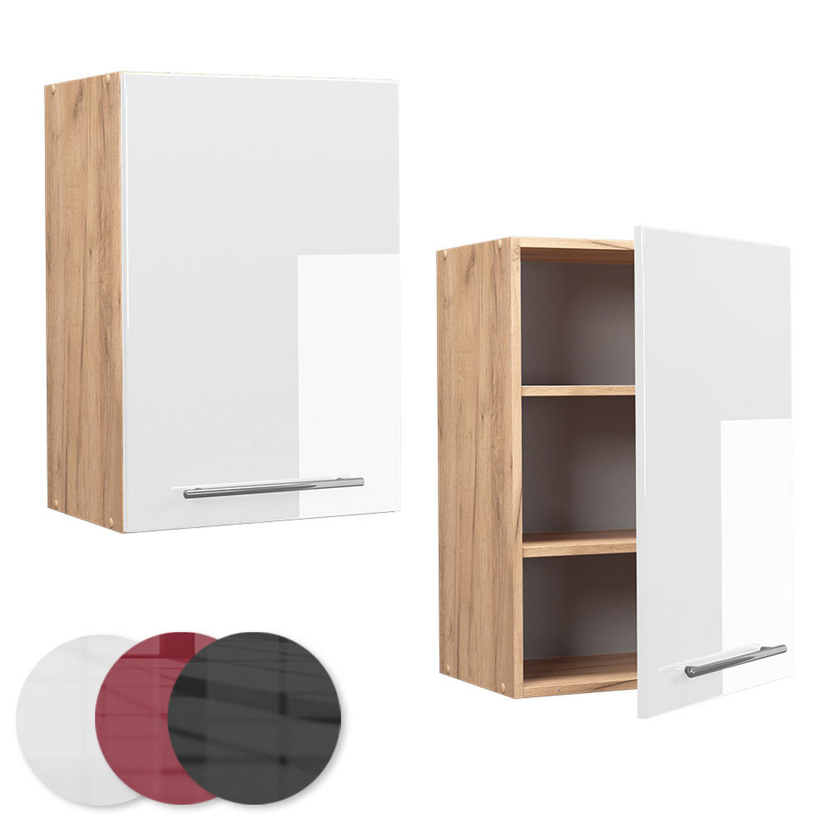 HÄNGESCHRANK Fame-Line Weiß Hochglanz 50 cm - Honigeiche/Weiß Hochglanz, Holzwerkstoff (50/72/34.1cm) - Vicco