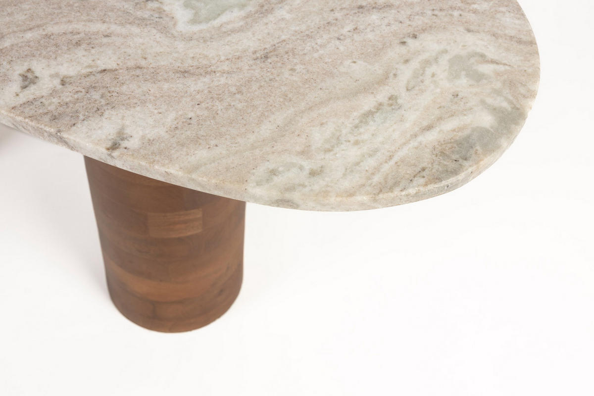 COUCHTISCH Kouk 100x40 cm / Beige - Braun, Stein (100/40/43cm) - Housecraft Living