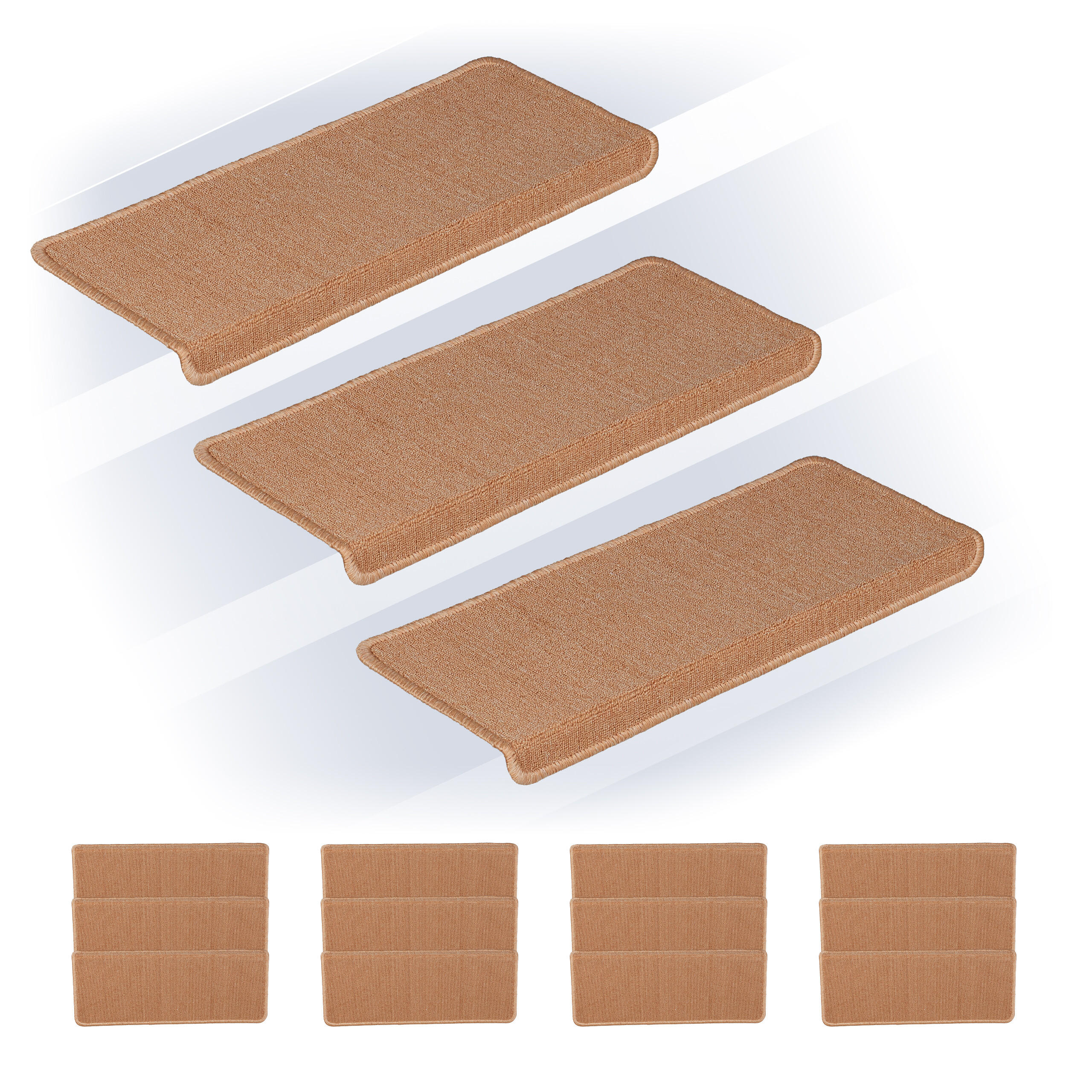 15XSTUFENMATTEN - Beige, Kunststoff (24/65/4cm) - Relaxdays