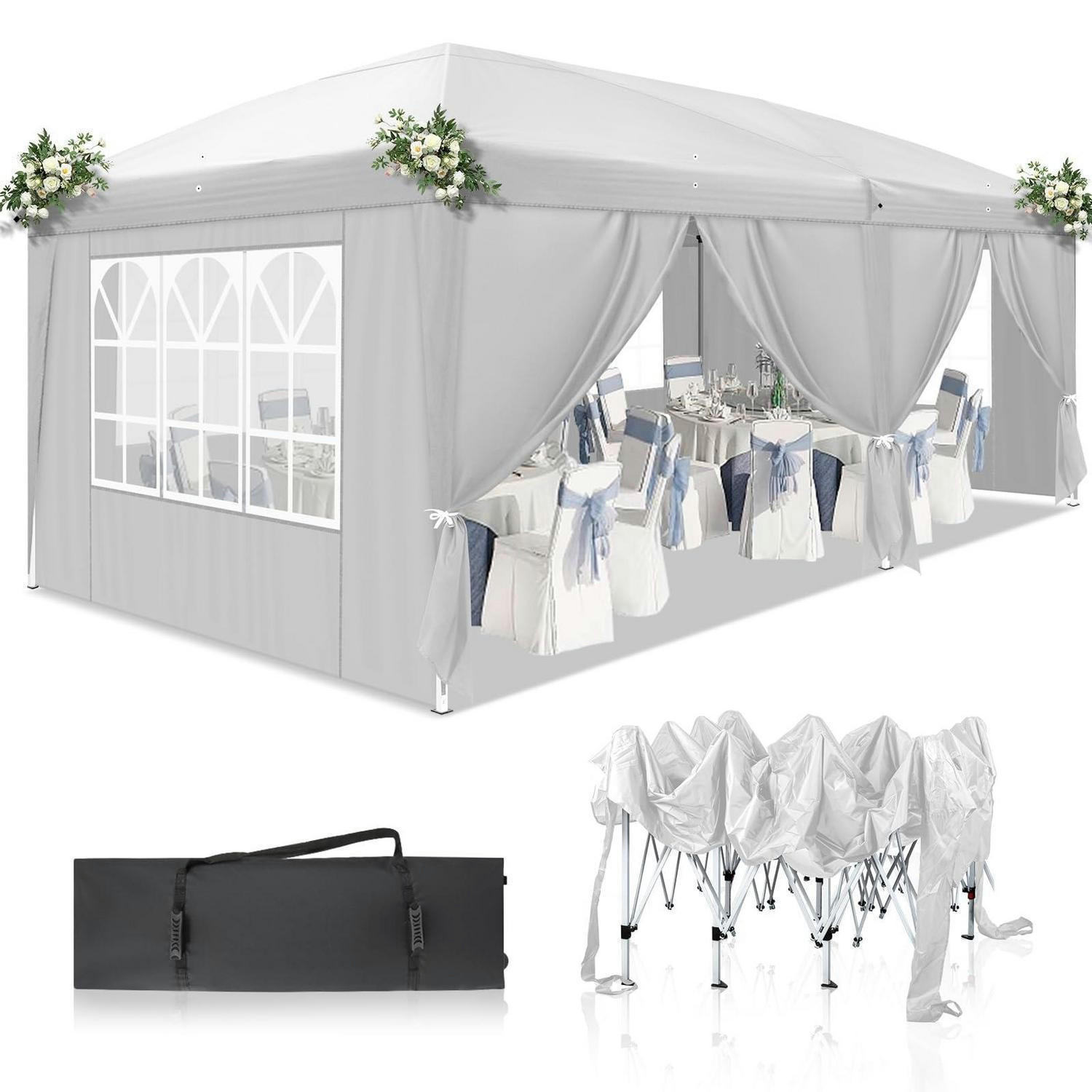 FALTPAVILLON 3 x 6 m Weiß mit 6 Seitenteilen - Weiß, Textil (300/255/600cm)