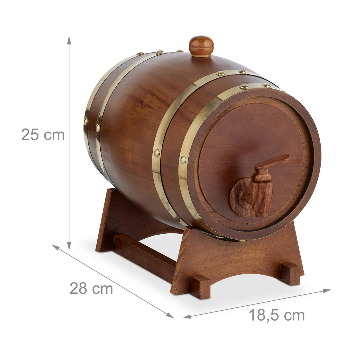 DREVENÉ súd - tmavohnedá, kov/drevo (18.5/25/28cm) - Relaxdays