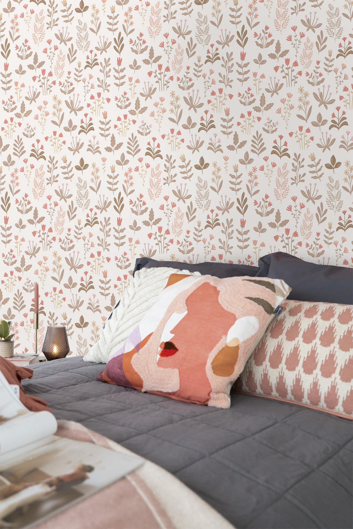 TAPETE Feldblumen 50 x 900 cm - Braun, Papier (50/900cm) - ESTAhome