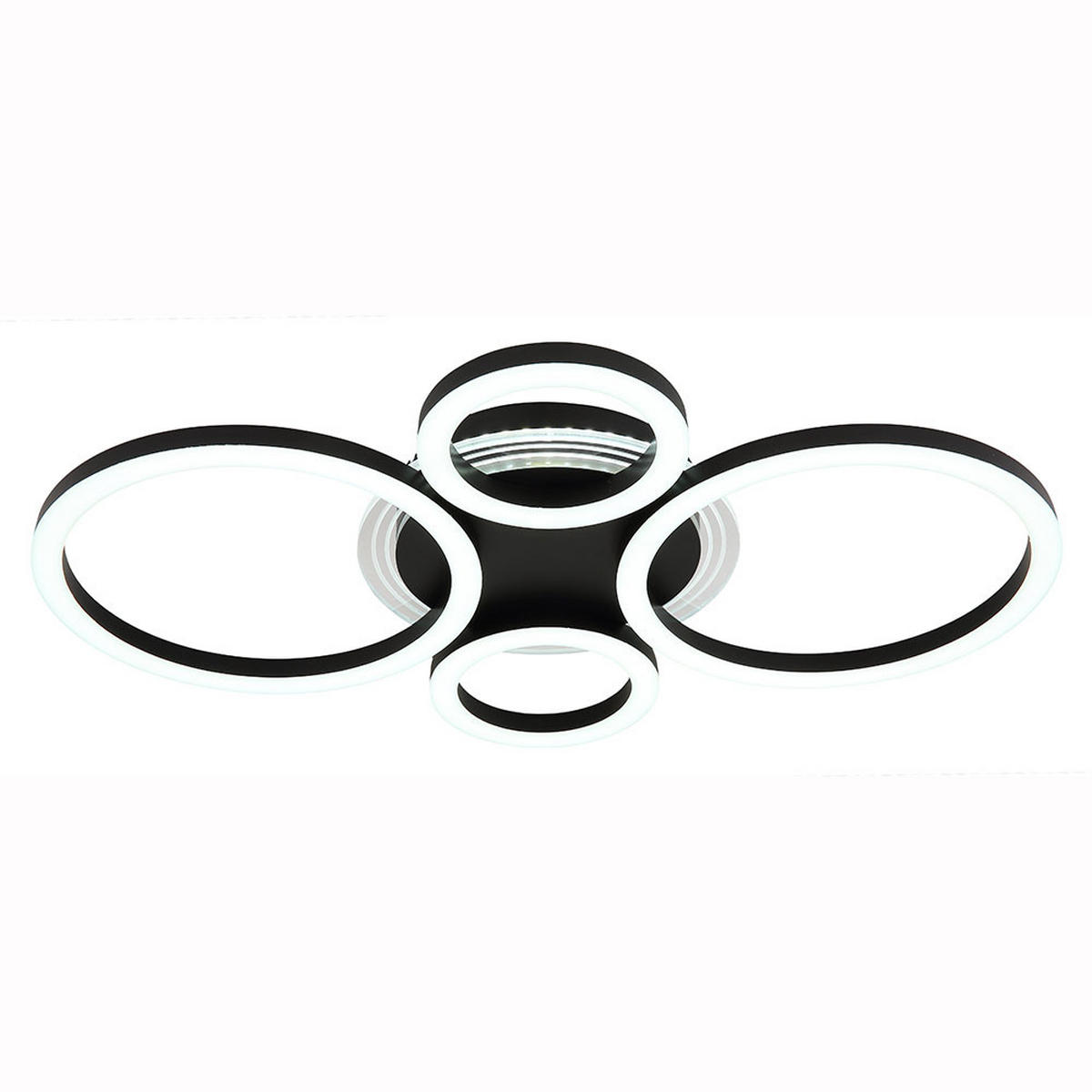 DECKENLEUCHTE LORETTA, LED, Metall, Schwarz, Ring 53 cm - Schwarz, Metall (53/35.5/6.1cm) - Globo Lighting