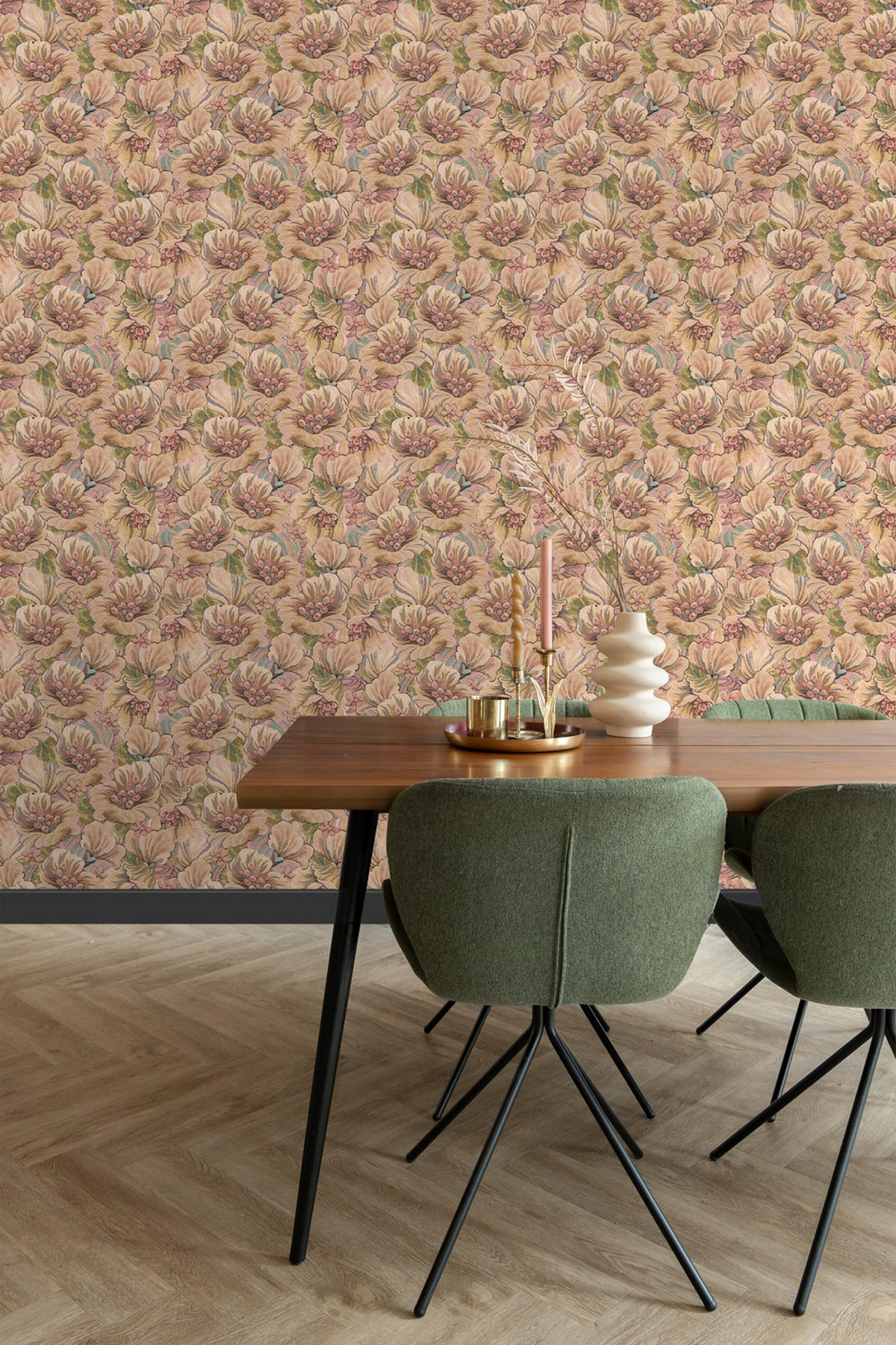 TAPETE gesticktes Blumenmuster 50 x 900 cm - Braun, Papier (50/900cm) - ESTAhome