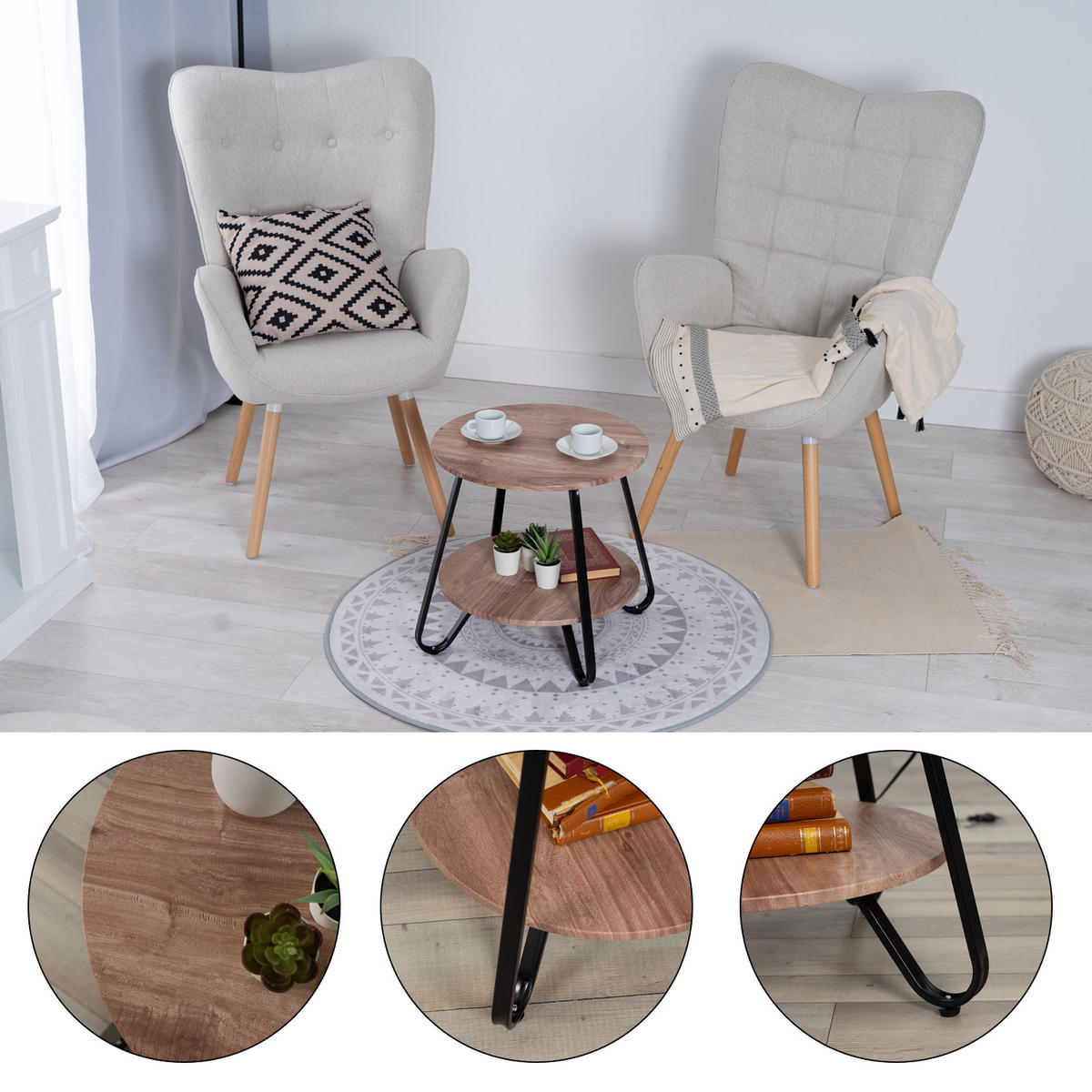 COUCHTISCH MDF Beige 46/44 cm - Beige, Holzwerkstoff (46/46/45cm) - Meubles Cosy