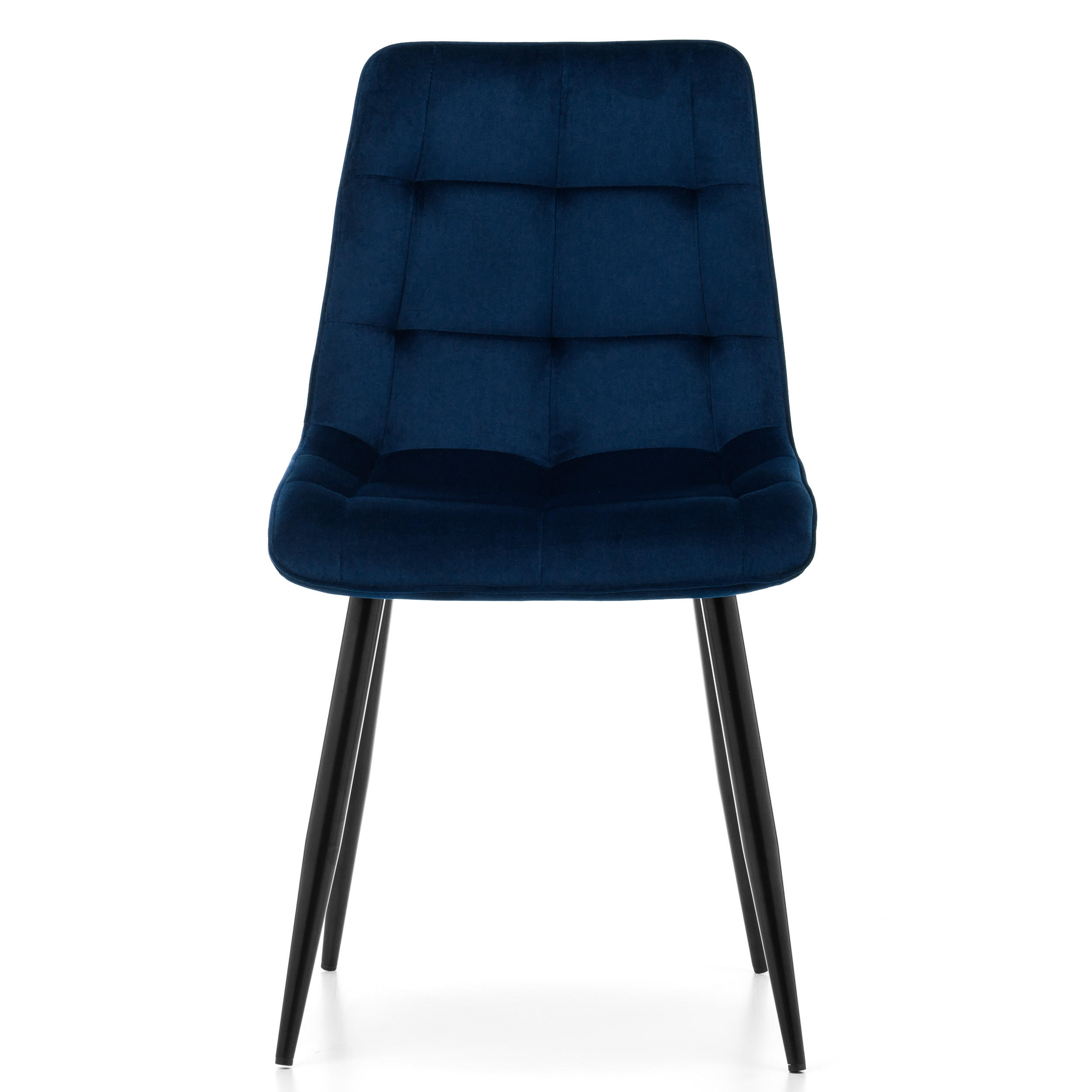 STUHL CHIC gespolsterter mit Steppung - marine blau - Samt Velours - Schwarz/Dunkelblau, Metall (50/88/47cm) - NEW HOME