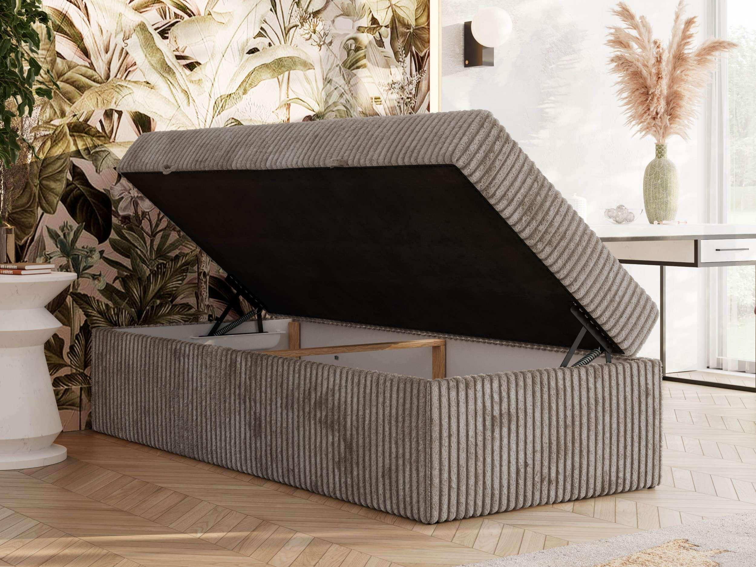 Thumbnail - MKS Boxbett, Hellbraun, Textil, 1-Sitzer, H4, Rechteckig, 90x200 cm, Oeko-Tex®, Schlafzimmer, Betten, Boxspringbetten