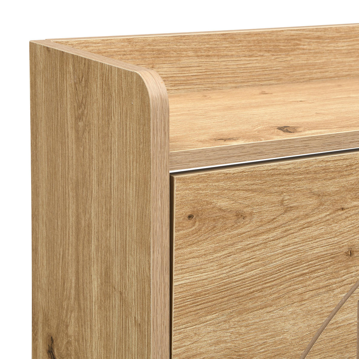 SCHUHSCHRANK aus MDF 110x24x137,5cm in Naturfarben mit Spiegel - Naturfarben, Holzwerkstoff (110/137.5/24cm) - Modfu