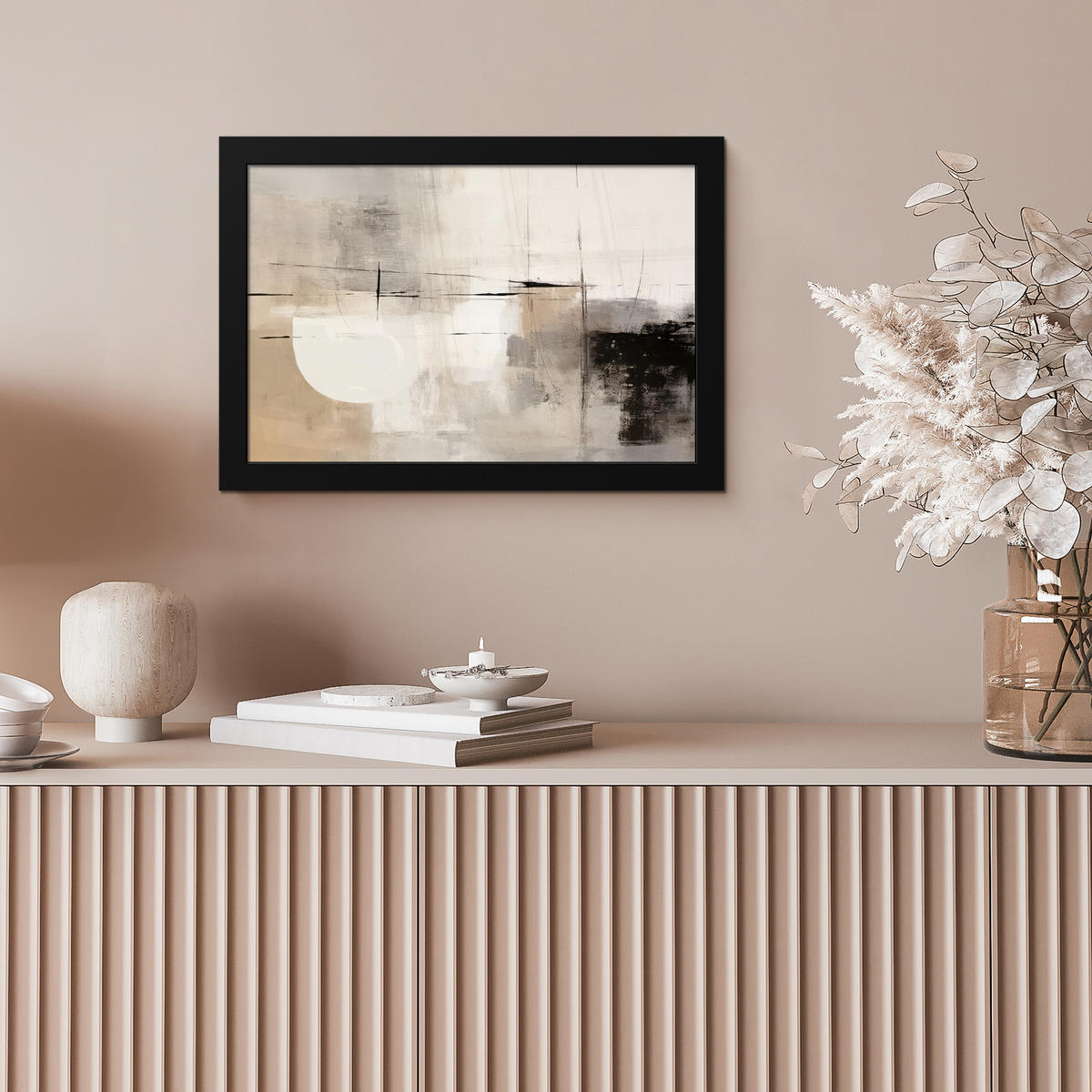 POSTER MIT RAHMEN Abstrakt - Kunst - Grau 30x20 cm - Hellgrau, Papier (30/20cm) - MuchoWow