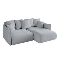 ECKSOFA Ottomane rechts ONESK-L 216x177x72 Hellgrau Velours - Titanfarben/Hellgrau, Holzwerkstoff/Kunststoff (177/216cm) - ALTDECOR