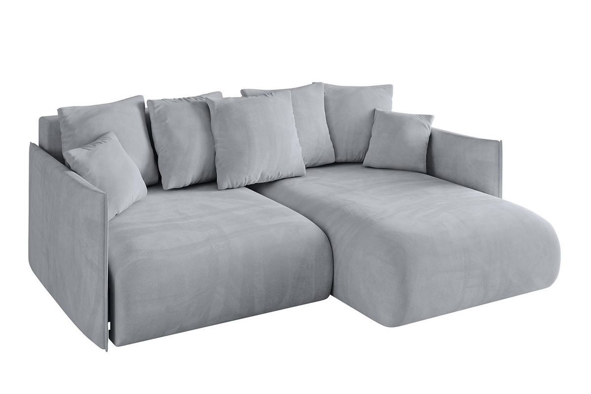 ECKSOFA Ottomane rechts ONESK-L 216x177x72 Hellgrau Velours - Titanfarben/Hellgrau, Holzwerkstoff/Kunststoff (177/216cm) - ALTDECOR