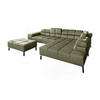 ECKSOFA NELSON Grün Leder Relaxfunktion - Schwarz/Olivgrün, Leder/Metall (321/216cm) - KAWOLA