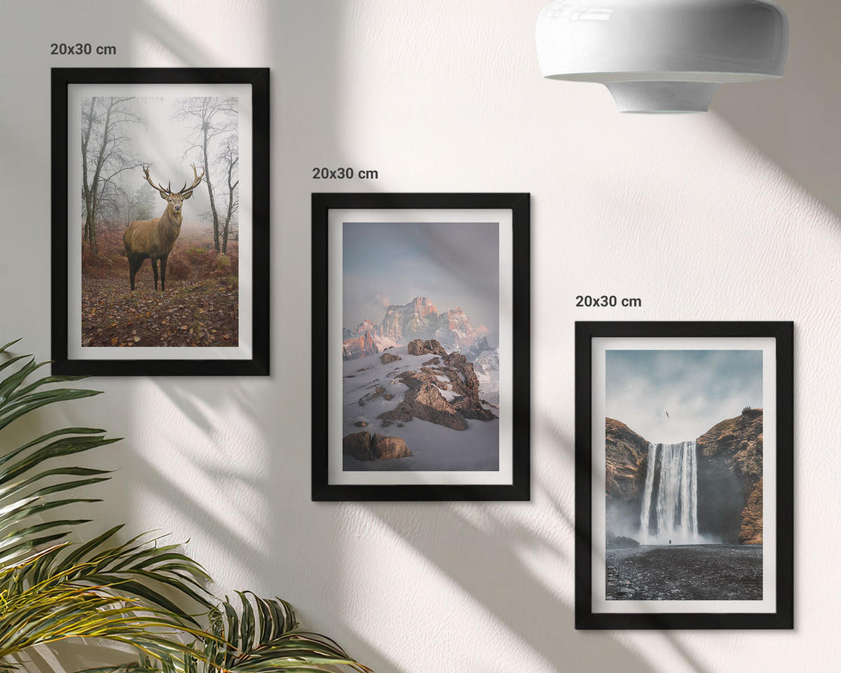 WANDBILDER 3er-Set - 20x30 cm Schwarzer Rahmen - Wilde Berglandschaften - Schwarz, Kunststoff (20/30cm) - ArtPrintCave