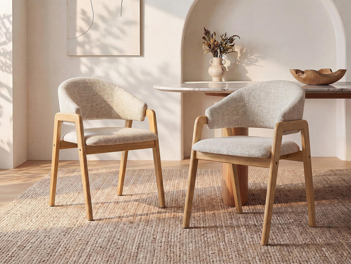 STUHL - 56 cm x 53.5 cm - stoff - beige Soluna - Beige, Textil (56/82/53.5cm) - Vente-Unique