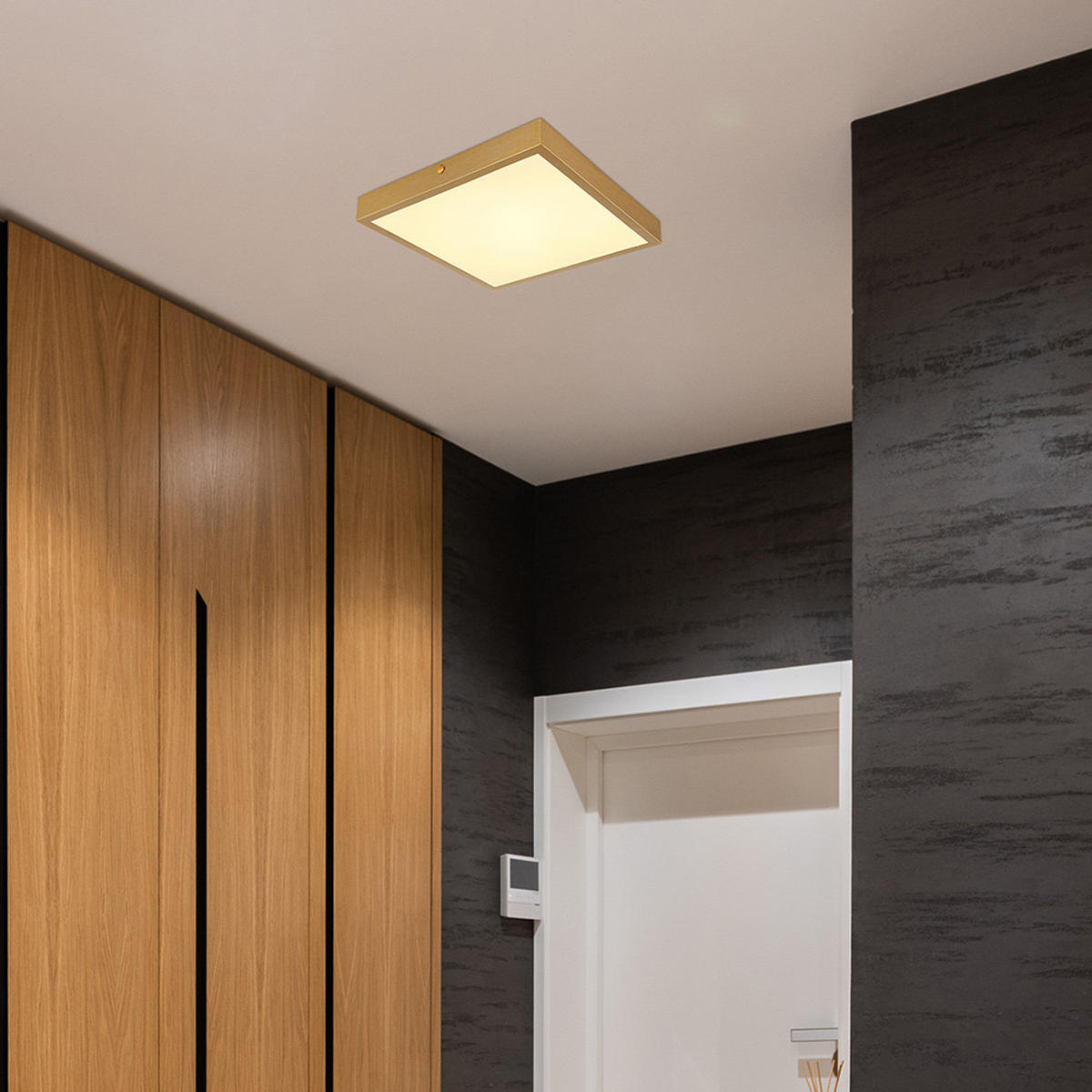 LED DECKENLEUCHTE Metall Messing Opal - Messingfarben, Metall (25/25/3cm) - Globo Lighting