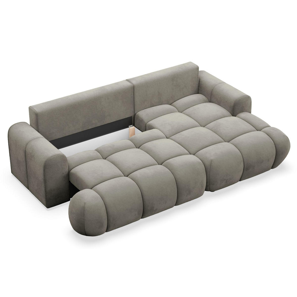 ECKSOFA Ombo Graubraun Velours 280 cm - Hellbraun/Schwarz, Kunststoff/Textil (284/167cm) - Selsey