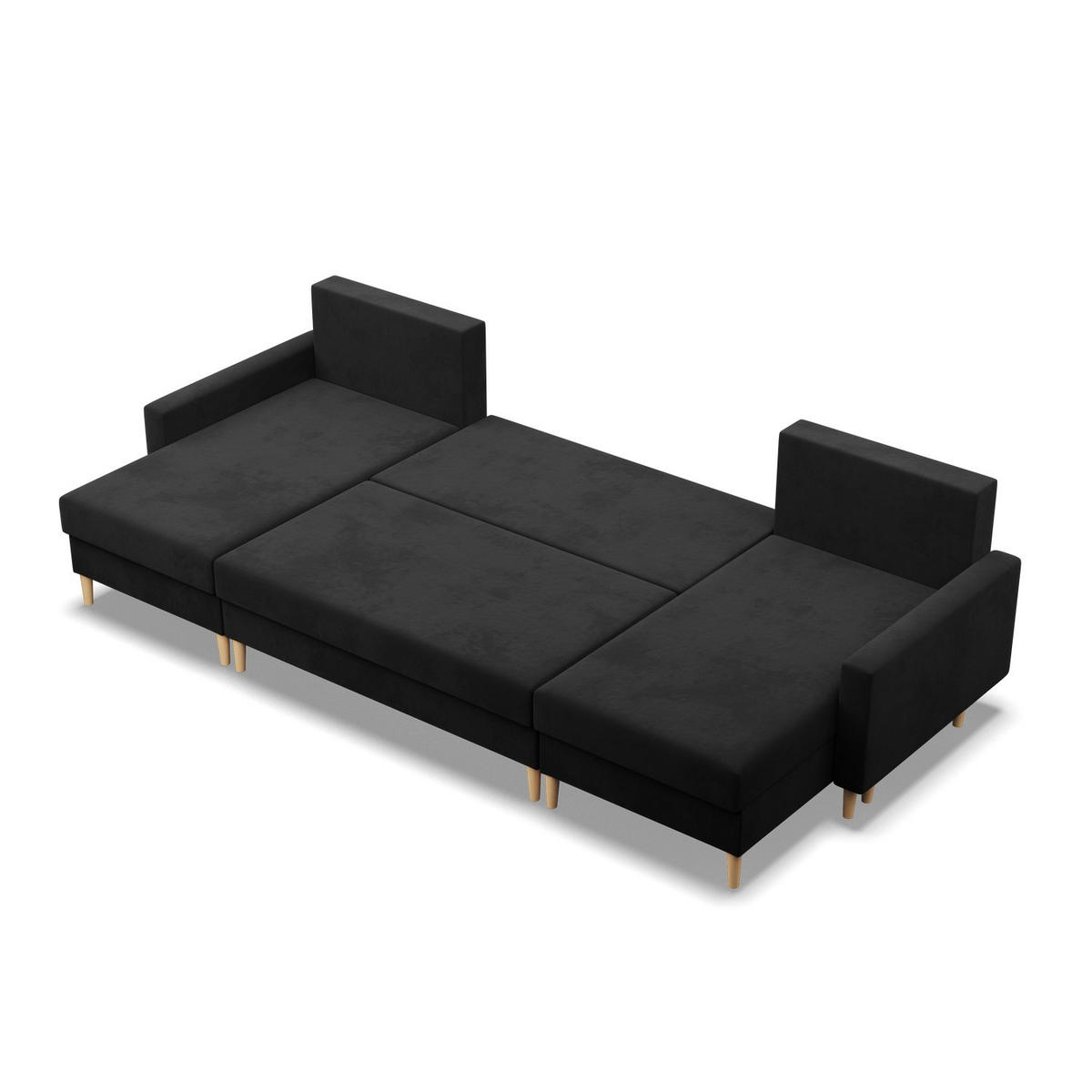 U-ECKSOFA MIT SCHLAFFUNKTION BLANK, Schwarz - Schwarz, Textil (294/88/140cm) - Mebligo