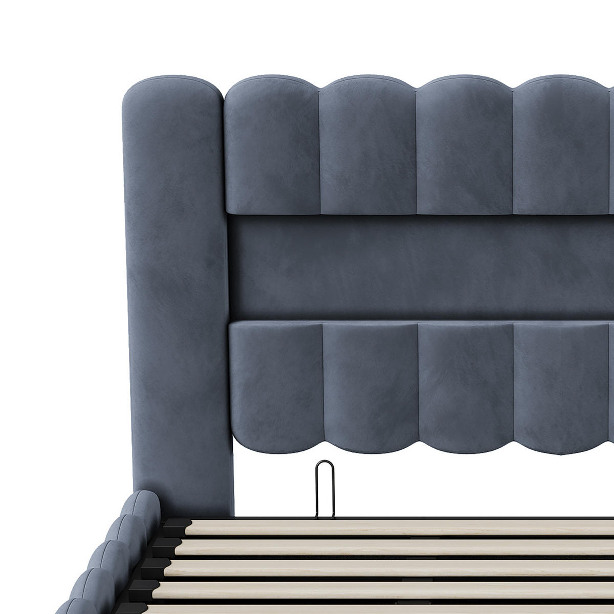 POLSTERBETT Bogen-Design 180/200 cm mit Gaslift-Bettkasten & USB Samtoptik Grau - Grau, Textil (180/200cm) - Creahappy