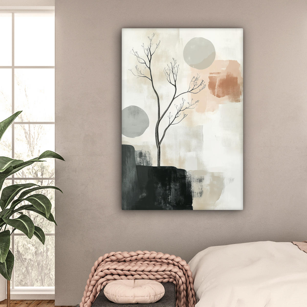 LEINWANDBILD Wabi sabi - Beige - Pflanze 80x120 cm - Sandfarben, Textil (80/120cm) - MuchoWow