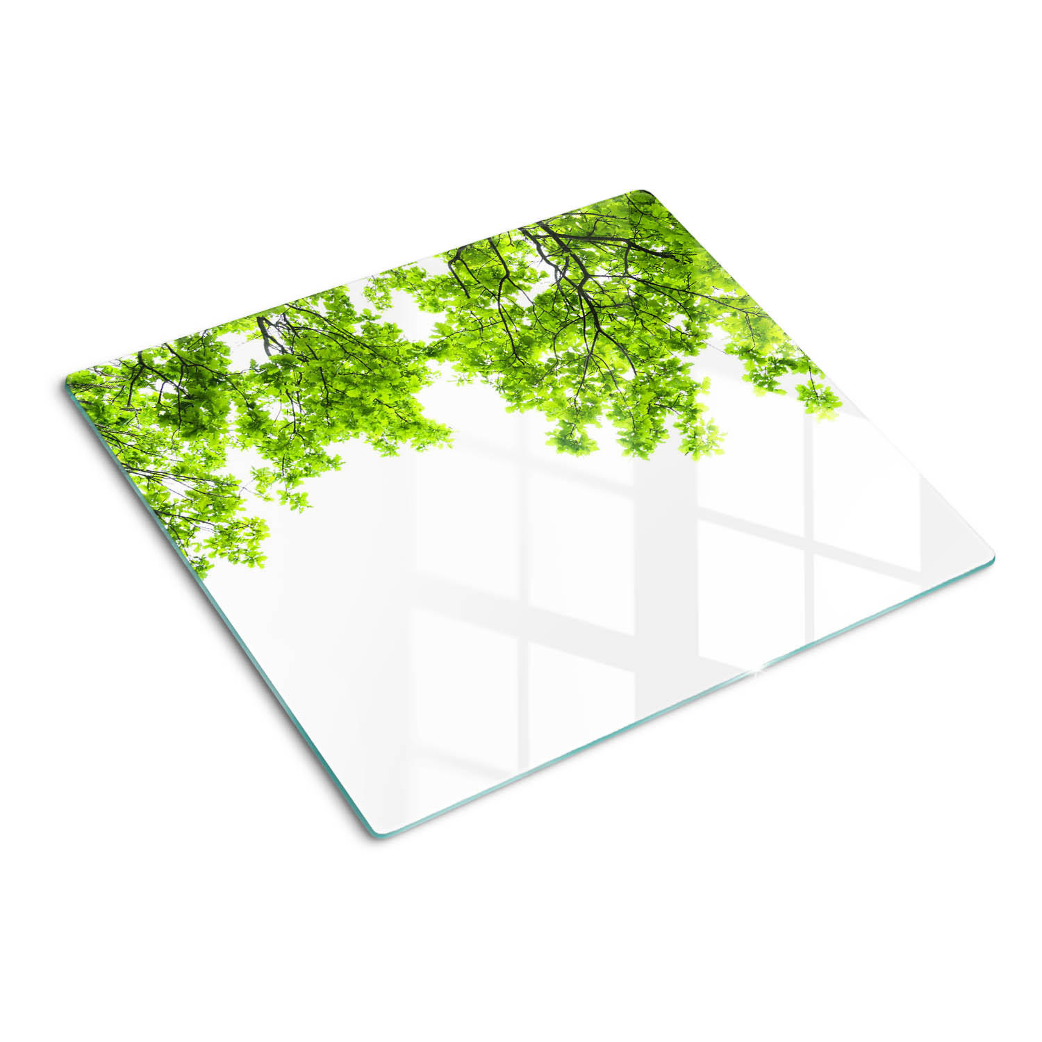 GLASPLATTE 60x52 cm Eichenblätter - Grün, Glas (60/0.4/52cm) - TULUP
