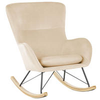 SCHAUKELSESSEL Samtstoff Beige Ellan - Hellbraun/Beige, Textil (71/97/90cm) - Beliani