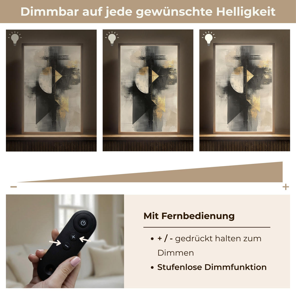 NÁSTĚNNÁ LAMPA S AKUMULÁTOREM Abstraktní - černá - barva - moderní 40x60 cm - šedá, kompozitní dřevo (40/60/8cm) - OnlyWow
