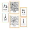 POSTER Set Mit 6 Von Paris Und London Sammlung A3 & A4 Rahmen Aus Hellem Holz - Beige, Papier (29/3cm) - Nacnic