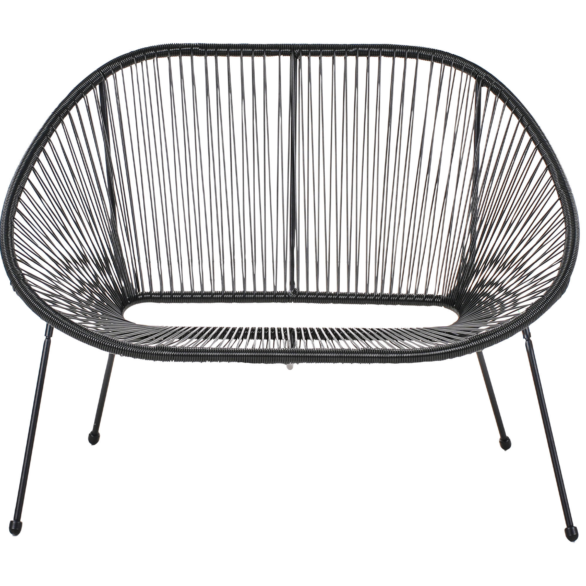 VRTNA KLUPA ratan crni 114 cm Acapulco - crna, plastika (113/88/78cm) - Beliani